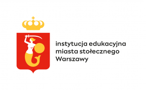 logo Warszawy Syrena na czerwonym tle oraz napis: Instytucja edukacyjna miasta stołecznego Warszawy
